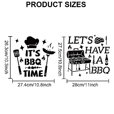 US 1 Set Barbecue PET Hollow Out Drawing Painting Stencils DIY-MA0001-83A-1