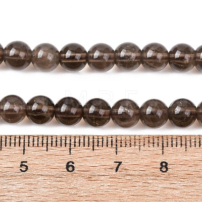 Natural Smoky Quartz Round Beads Strands X-G-E329-6mm-38B-1