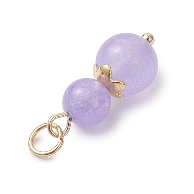 3Pcs 3 Styles Natural Dyed Malaysia Jade & Amethyst Round Beaded Pendants PALLOY-JF04701-08-1