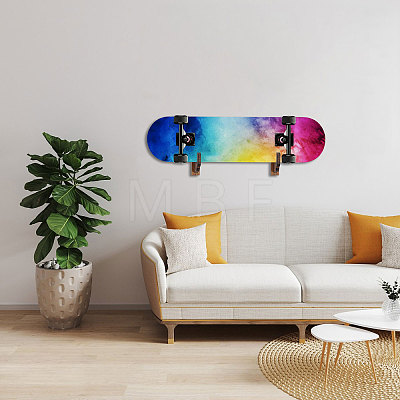 Wooden Wall Mounted Skateboard Displays Stands AJEW-WH0471-126-1