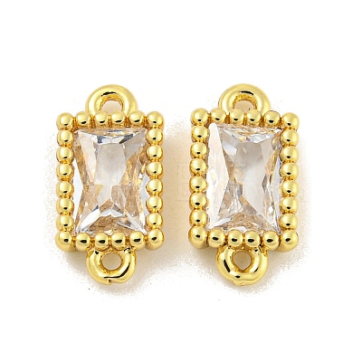 Brass Clear Cubic Zirconia Connector Charms KK-G490-06G-1