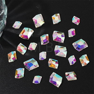 GOMAKERER 72Pcs 3 Style Irregular Rhombus Glass Sew on Rhinestone GLAA-GO0001-15-1