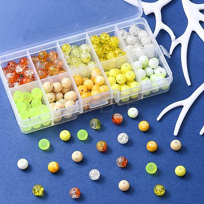 200Pcs 10 Style Mixed Style Glass Beads Strands GLAA-YW0001-57-1