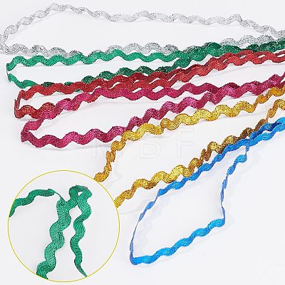 6 Yards 6 Colors Polyester Wavy Fringe Trim Ribbon OCOR-WH0080-44B-1