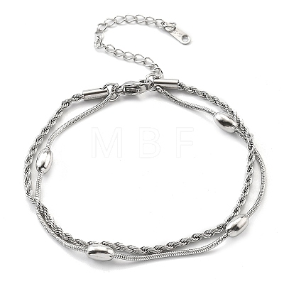 304 Stainless Steel Rope Chain Bracelets BJEW-R003-04P-01-1