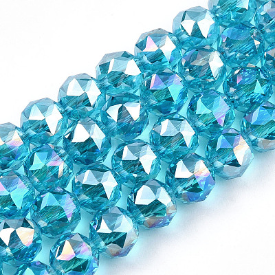 Electroplate Transparent Glass Beads Strands EGLA-N002-34C-M-1