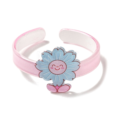 Flower Resin Cuff Bangle for Children BJEW-Q774-01C-1