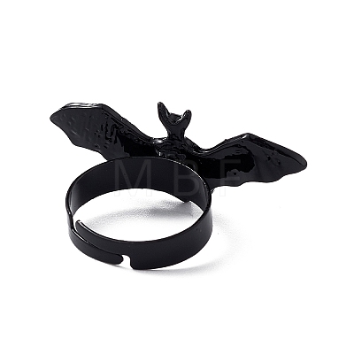 Halloween Themed Alloy Bat Adjustable Ring for Woman RJEW-L105-01-1