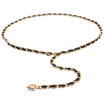 1Pc Alloy PU Leather Braided Waist Chains for Woman AJEW-CL0005-49B-1