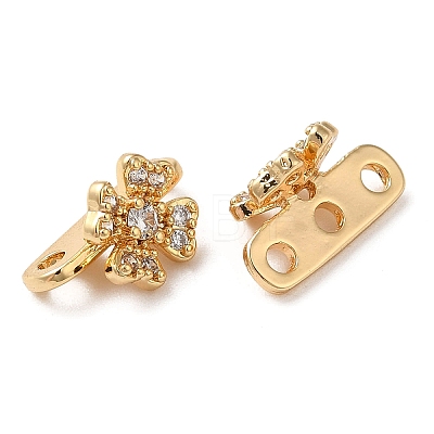 Brass Micro Pave Clear Cubic Zirconia Slide Charms KK-P239-19G-1