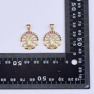 10Pcs Rack Plating Brass Micro Pave Cubic Zirconia Pendants KK-SZ0001-78-1