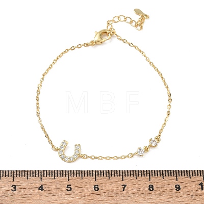 Brass Micro Pave Clear Cubic Zirconia Link Bracelets BJEW-E114-01D-G-1