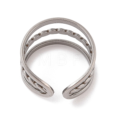 Non-Tarnish Twist 304 Stainless Steel Three-layer Cuff Rings for Women RJEW-G322-02P-1