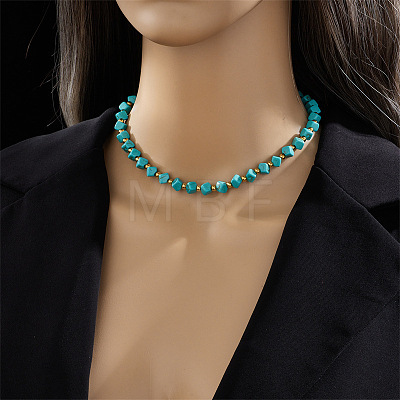 Resin Diagonal Cube Beaded Necklaces for Women WG284A3-01-1