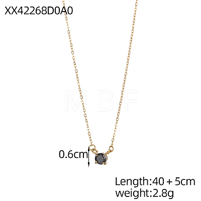 304 Stainless Steel Micro Pave Cubic Zirconia Pendant Necklaces NJEW-OY002-41G-1