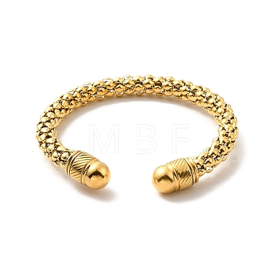 Ion Plating(IP) 304 Stainless Steel Popcorn Chain Open Cuff Bangle BJEW-P283-11G-1