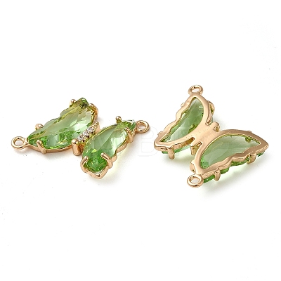 Brass Pave Faceted Glass Connector Charms FIND-Z020-04H-1