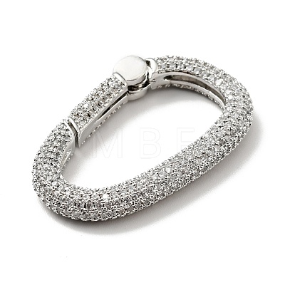 Brass Micro Pave Clear Cubic Zirconia Spring Gate Rings KK-G414-02P-1