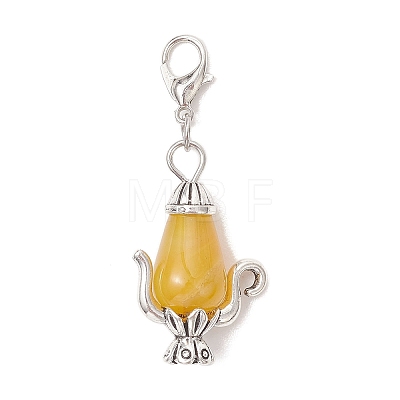 Natural Crackle Agate Teapot Pendant Decorations HJEW-JM04734-02-1