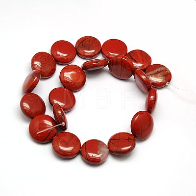 Natural Crackle Flat Round Red Jasper Beads Strands G-L246-21-1