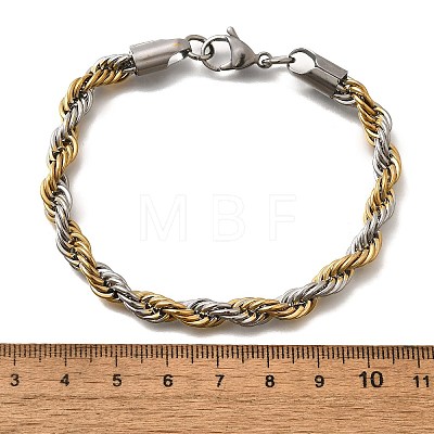 304 Stainless Steel Rope Chain Bracelets for Women BJEW-C091-03B-GP-1