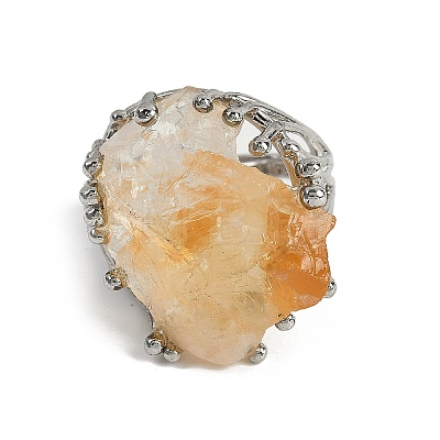 Nuggets Natural Citrine Finger Rings RJEW-P128-08P-A-1