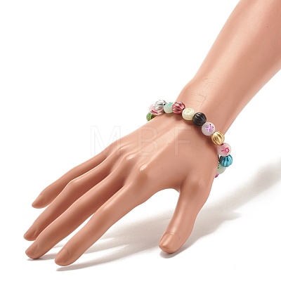 Luminous Acrylic Letter Beaded Stretch Bracelet for Women BJEW-JB07566-1