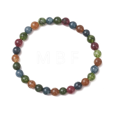 Natural Green Jade Imitation Tourmaline Beaded Stretch Bracelets for Women Men BJEW-JB13467-1
