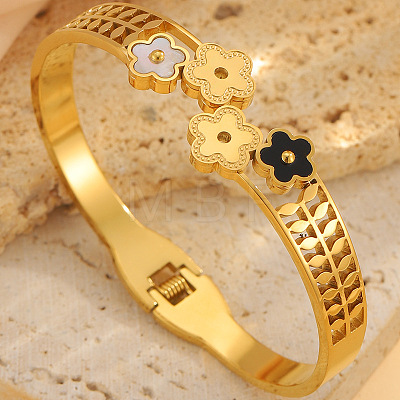 304 Stainless Steel & Acrylic Hinged Bangles for Women WG97382-01-1