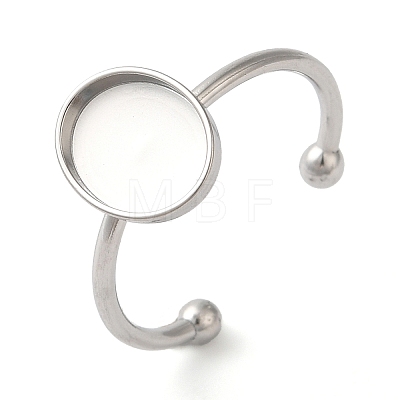 304 Stainless Steel Open Cuff Ring Components STAS-I306-06A-P-1