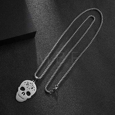 201 Stainless Steel Pendant Necklaces for Man NJEW-Q336-04A-P-1