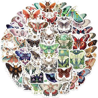 50Pcs Moth PVC Self Adhesive Cartoon Stickers X-STIC-B001-19-1