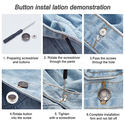  Flat Round Zinc Alloy Scalable & Removable Jean Button FIND-PH0002-14-1