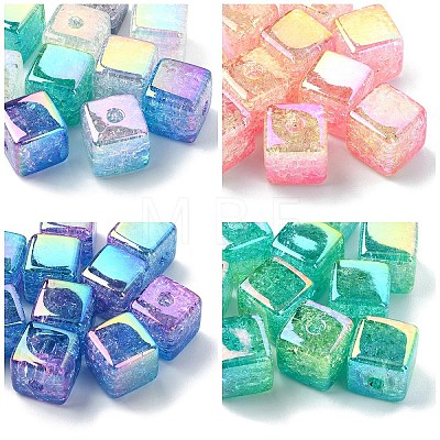 10Pcs Gradient Color & UV Plating Transparent Acrylic Beads OACR-YW0002-25B-1