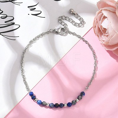 Natural Lapis Lazuli Beads Link Bracelets BJEW-JB11835-03-1