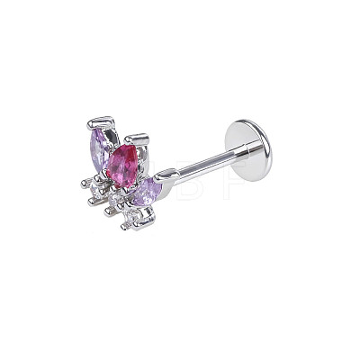316L Surgical Stainless Steel Pave Pink Cubic Zirconia Cartilage Earrings FS-WGC0A44-05-1