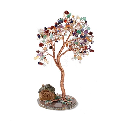 Natural Gemstone Tree Display Decoration DJEW-G027-04RG-02-1