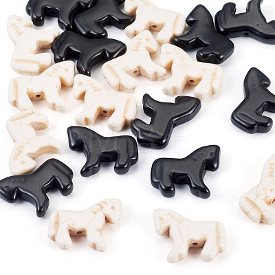 20Pcs 2 Colors Synthetic Turquoise Dyed Horse Beads G-TA0003-18A-1