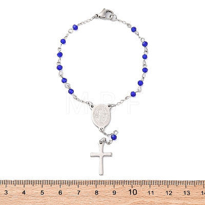 Glass Beads Rosary Bracelets BJEW-A032-04P-03-1