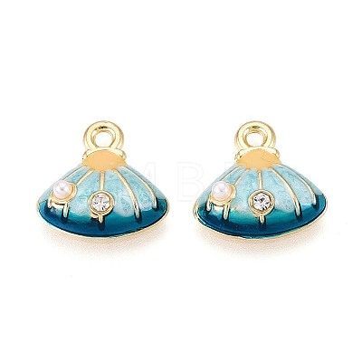 Rack Plating Alloy Rhinestone Enamel Charms ENAM-N065-01KCG-1