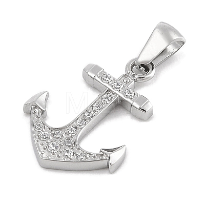 304 Stainless Steel Micro Pave Cubic Zirconia Pendants STAS-D112-03P-07-1
