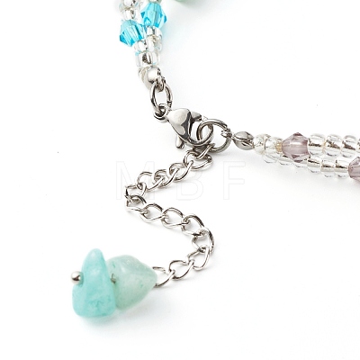 Glass Round Seed Beads Multi-strand Bracelet for Teen Girl Women BJEW-TA00018-1