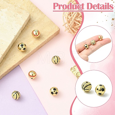 6Pcs 3 Styles Round Brass Micro Pave Cubic Zirconia Beads KK-CJ0003-49-1