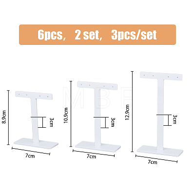 3Pcs 3 Sizes Acrylic T Bar Earring Display Stands EDIS-WH0029-35-1