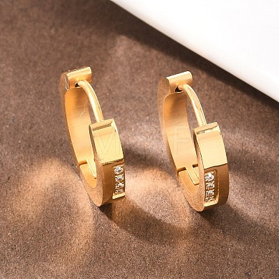 304 Stainless Steel Clear Cubic Zirconia Hoop Earrings EJEW-L307-12G-01-1