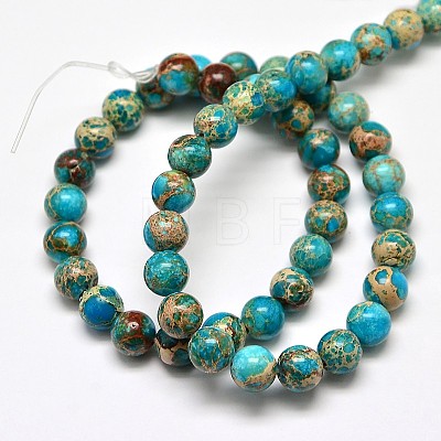 Natural Imperial Jasper Round Bead Strands G-I103-6mm-03-1