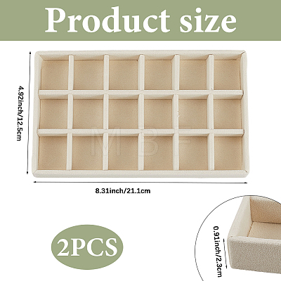 18 Grids Rectangle Wood Covered with Velvet Jewelry Trinket Display Trays AJEW-WH20054-062H-01-1