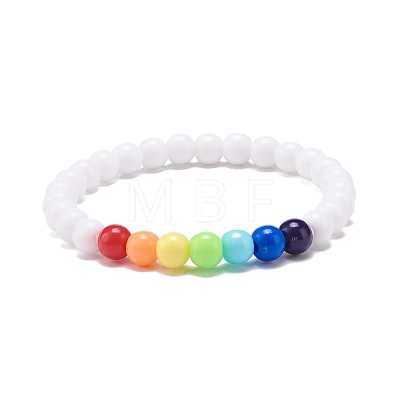 2Pcs 2 Colors Acrylic Round Beaded Stretch Bracelets Set for Kids BJEW-JB08555-02-1