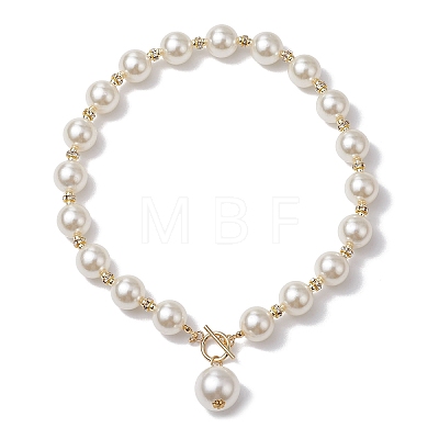 Imitation White Pearl Acrylic Beaded Necklaces NJEW-JN05122-02-1