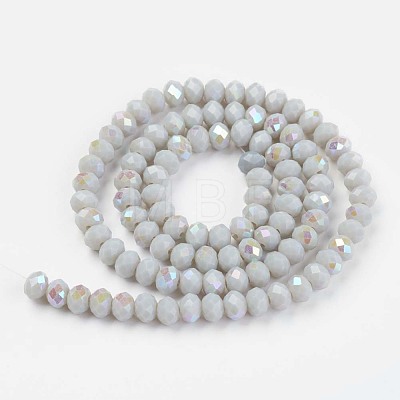 Electroplate Opaque Solid Color Glass Beads Strands EGLA-A034-P6mm-L-1